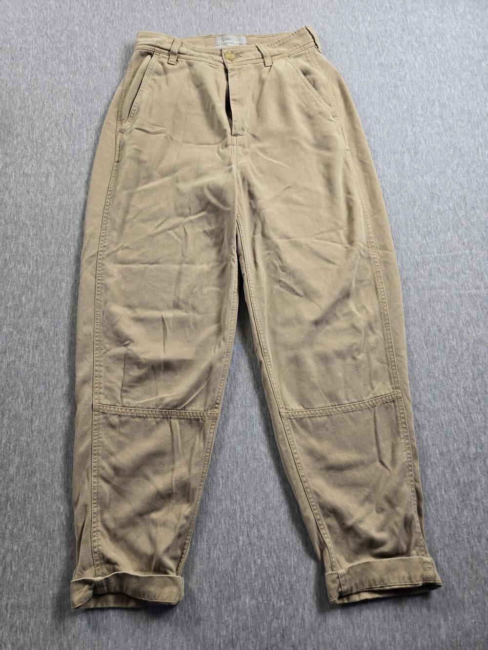 Everlane Modern Utility Pants Womens 00 Khaki Tan Tapered Ankle Twill Cropped